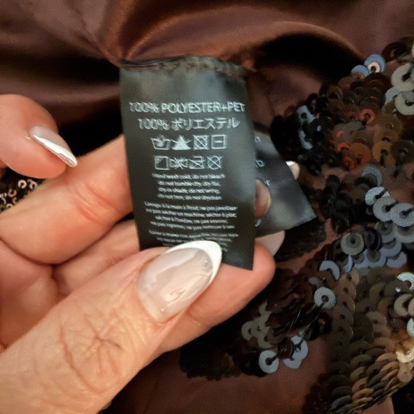 NWOT Sabina Musayev Sequin Embellished Dress in Rich Brown - Picture 3 of 6